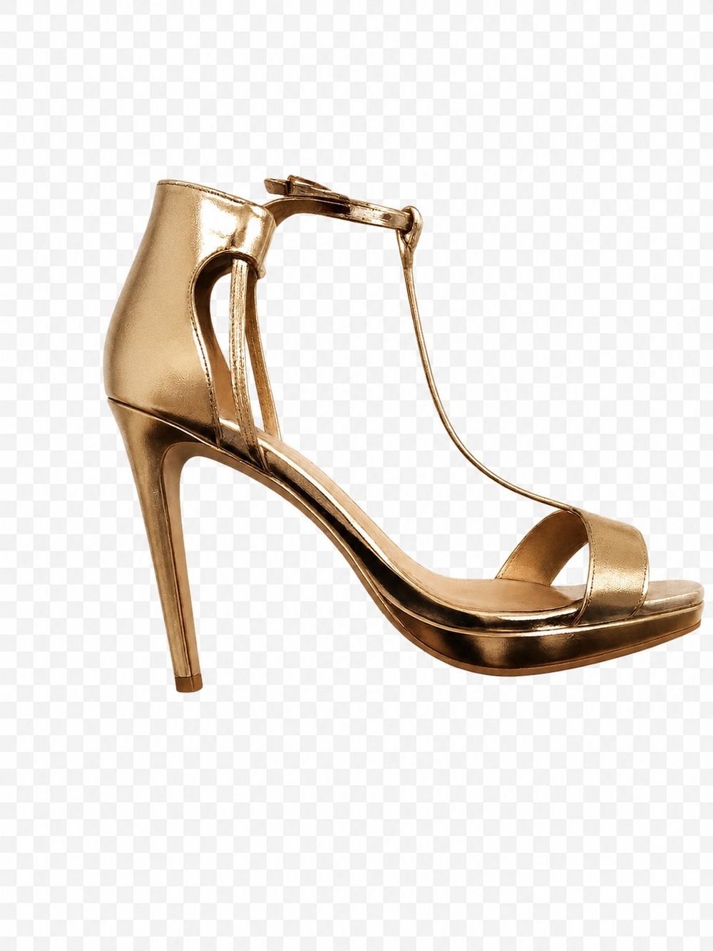 Venus Gold Metallic High Heel T-Strap Sandal Heels 7